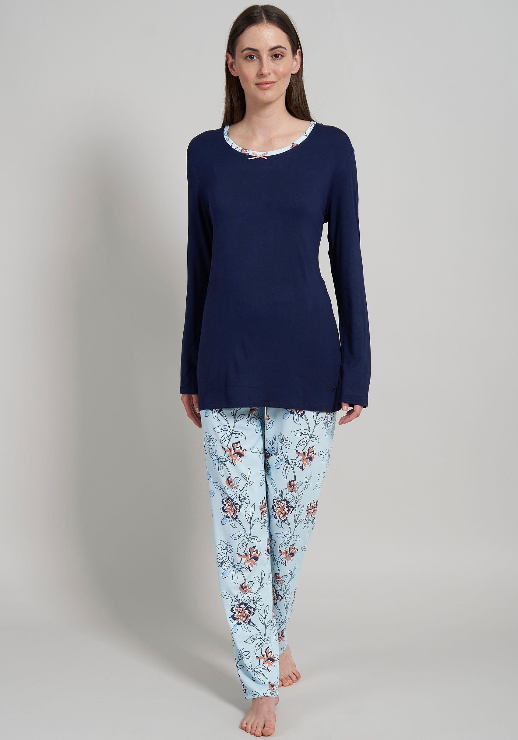 GÖTZBURG Pyjama (2 tlg) mit floralem Print undkleiner Schleife als Hingucker