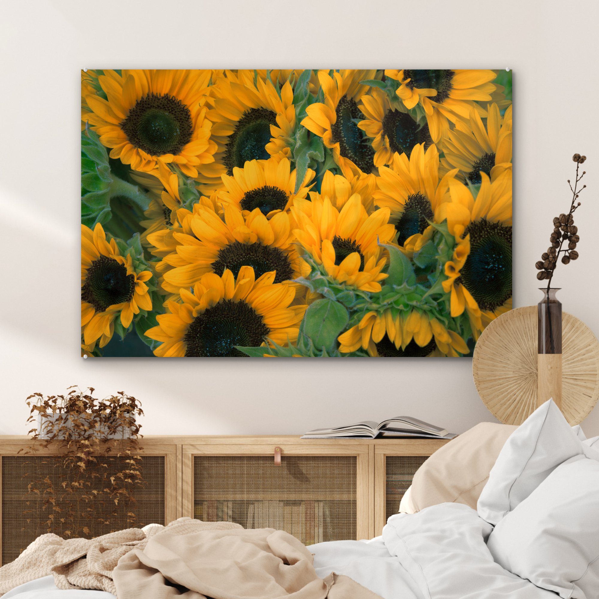 MuchoWow Blumen Makro, (1 - St), Acrylglasbild Acrylglasbilder Sonnenblume & - Wohnzimmer Schlafzimmer