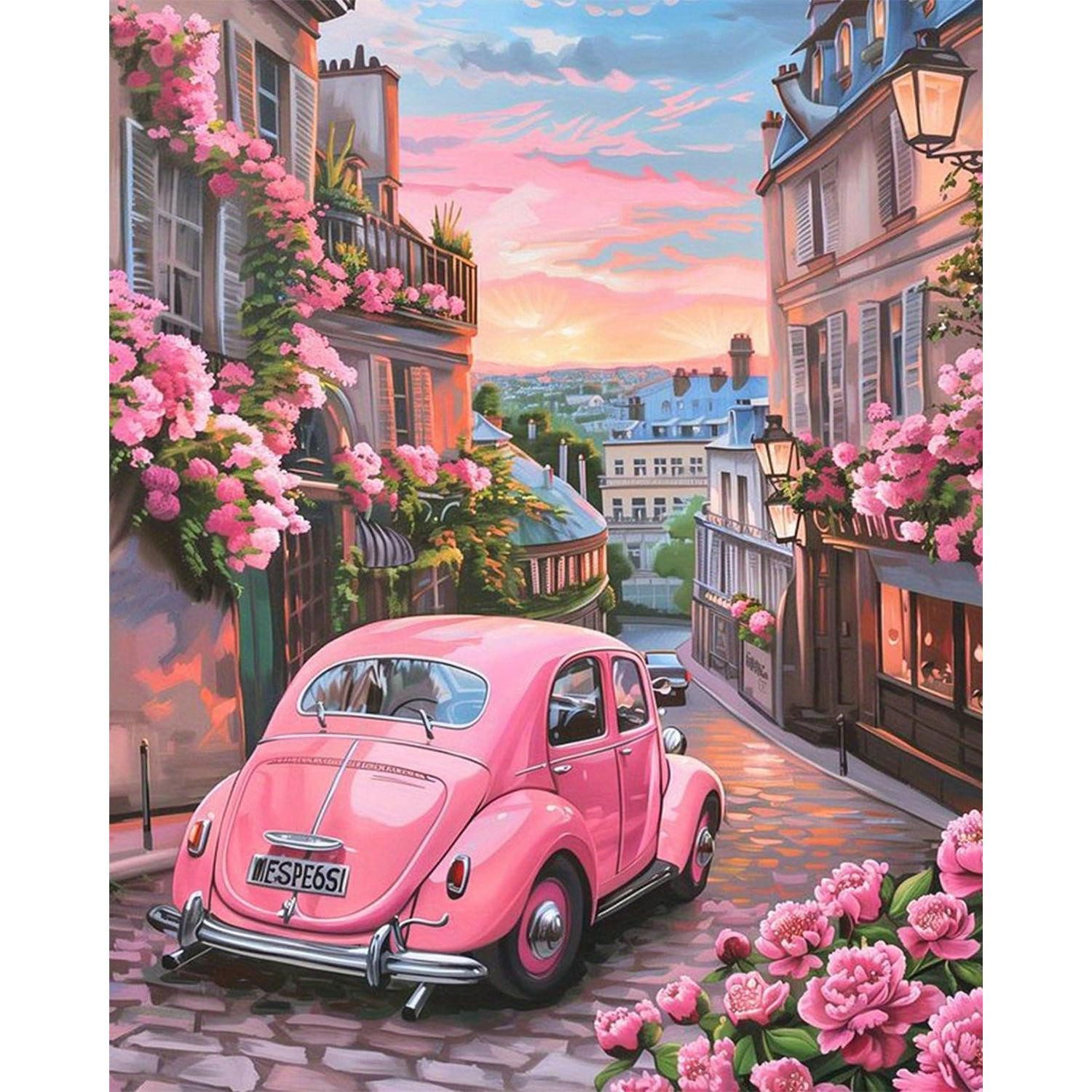 LuxusKollektion Malen nach Zahlen Malen nach Zahlen Erwachsene Rosa Auto (1-St)