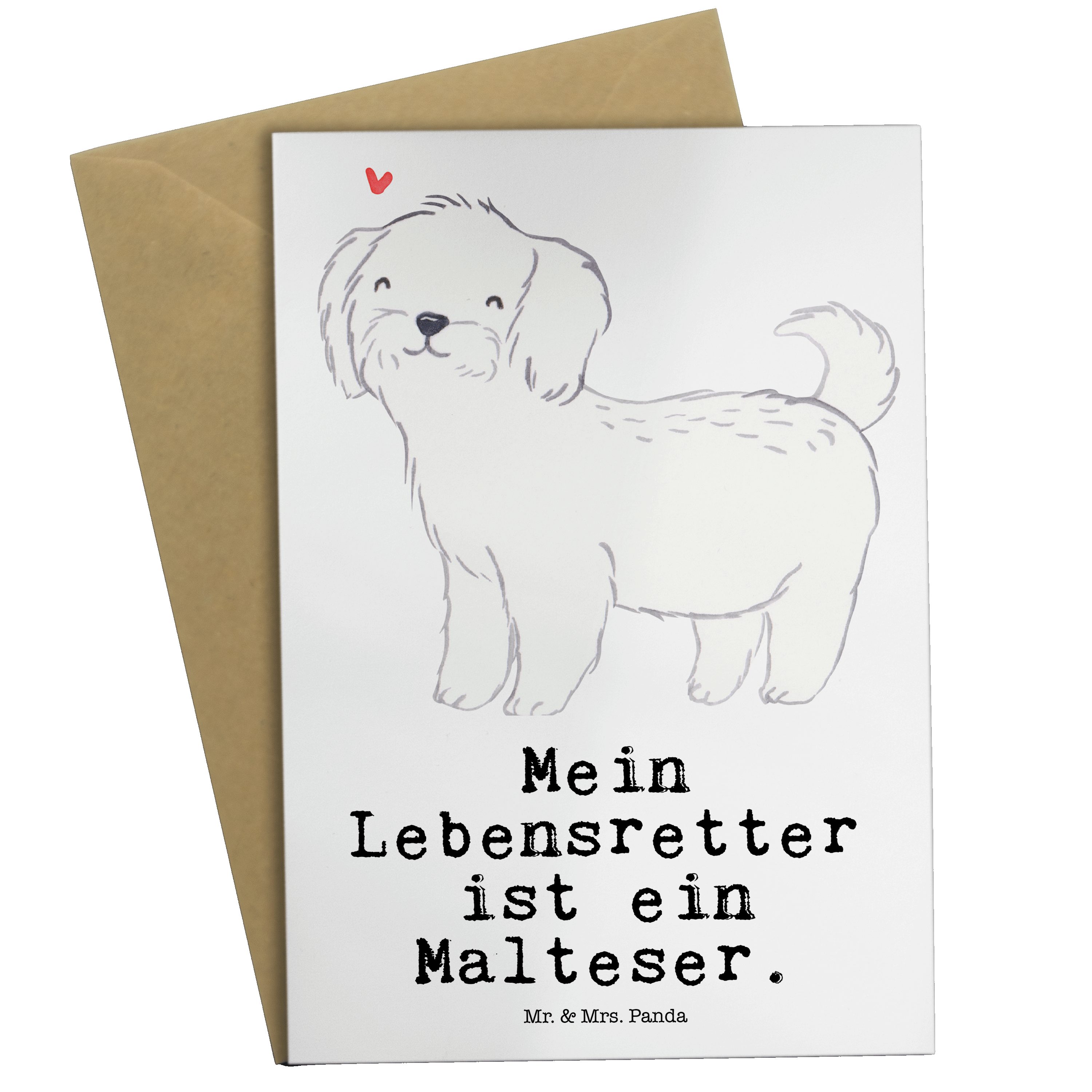 Mr. & Mrs. Panda Grußkarte Malteser Lebensretter - Weiß - Geschenk, Einladungskarte, Karte, Sche