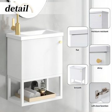 i@home Waschbeckenschrank Badmöbel Waschbecken mit Unterschrank 40 cm, Einsatz-Waschbecken (2-teiliges Set) Badezimmermöbel