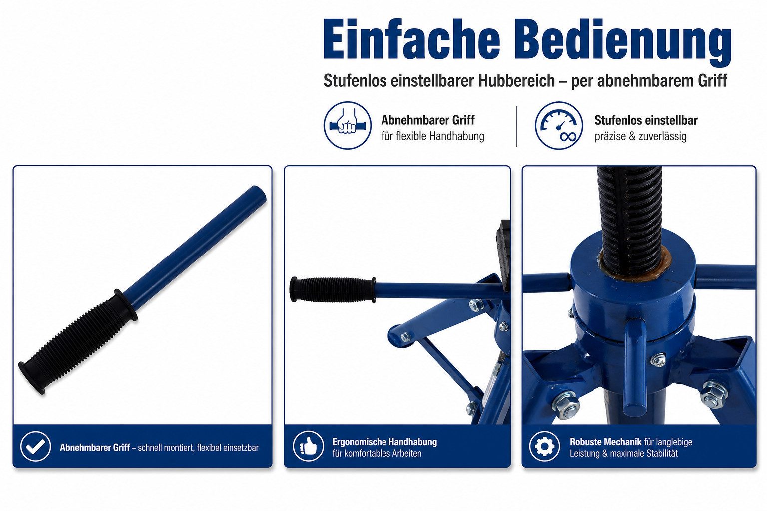 Bituxx Unterstellbock mit Gewindeverstellung 450-725mm, 12000 kg max. Belastbarkeit, (1-St., MS-20012) – Bild 4 von 5