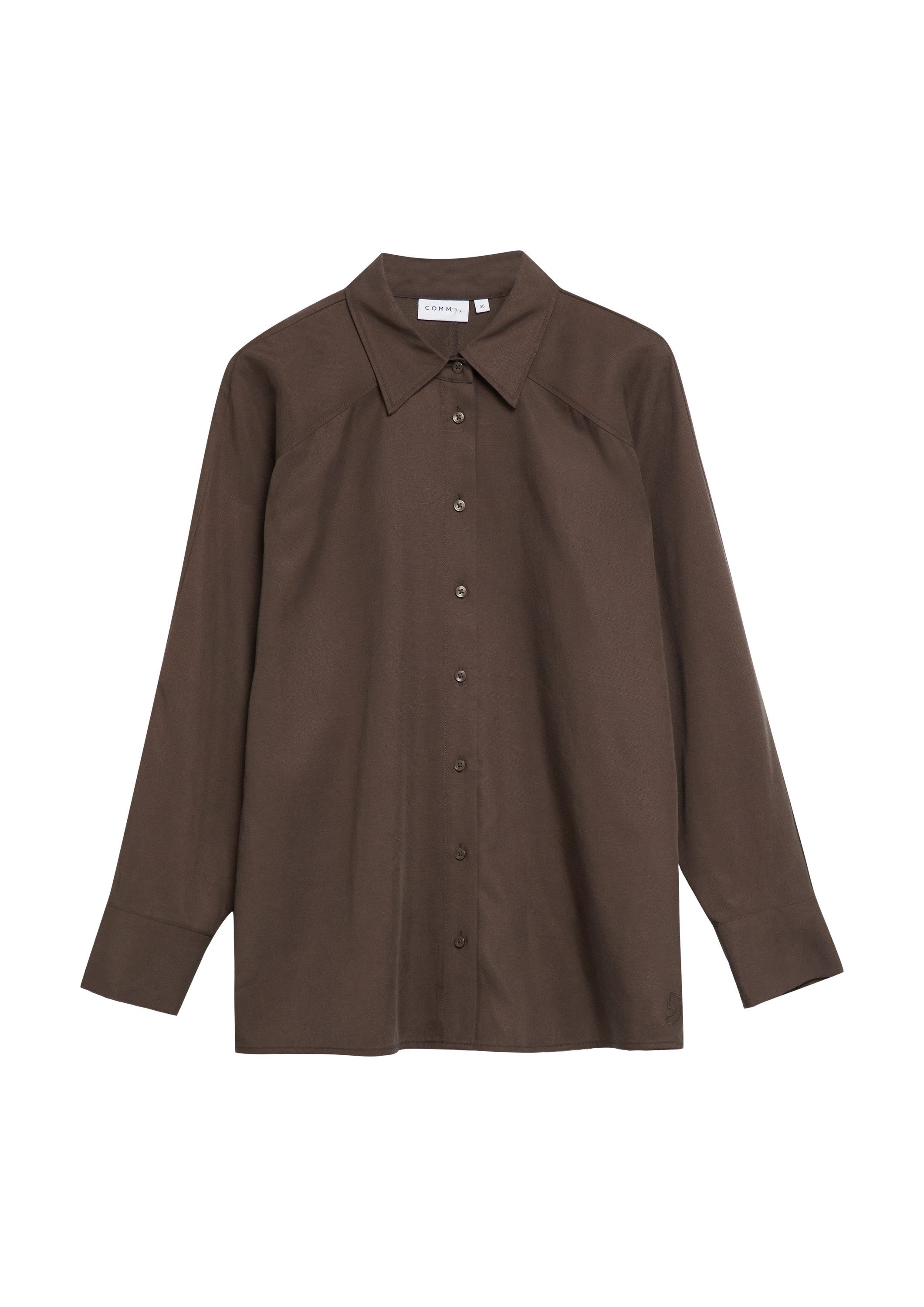 comma Langarmbluse Bluse Oversize Hemdbluse aus Lyocell-Leinem-Mix