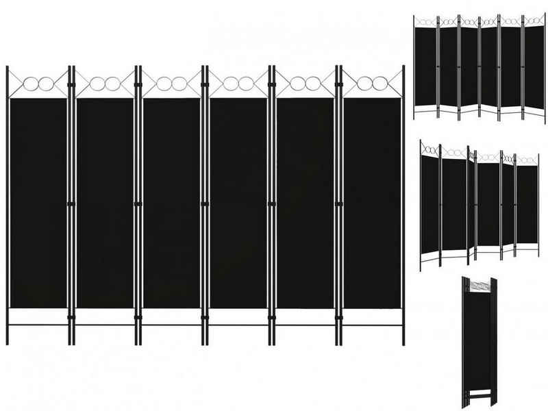 vidaXL Raumteiler Paravent Trennwand Spanische Wand 6-tlg Raumteiler Schwarz 240 x 180 c