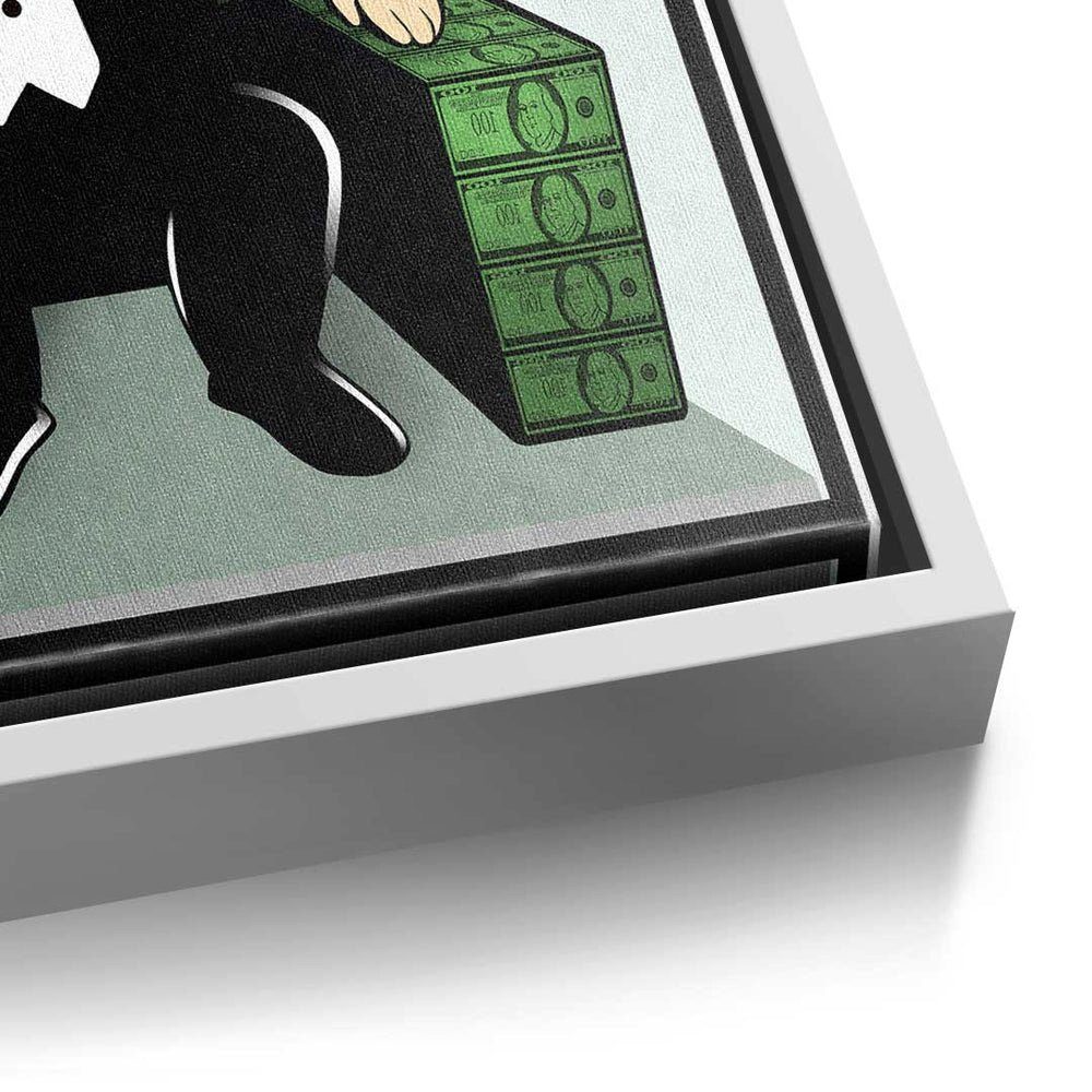 silberner Cash - Art Leinwandbild DOTCOMCANVAS® is King Premium - - Rahmen Motivationsbild Leinwandbild, Pop - Er