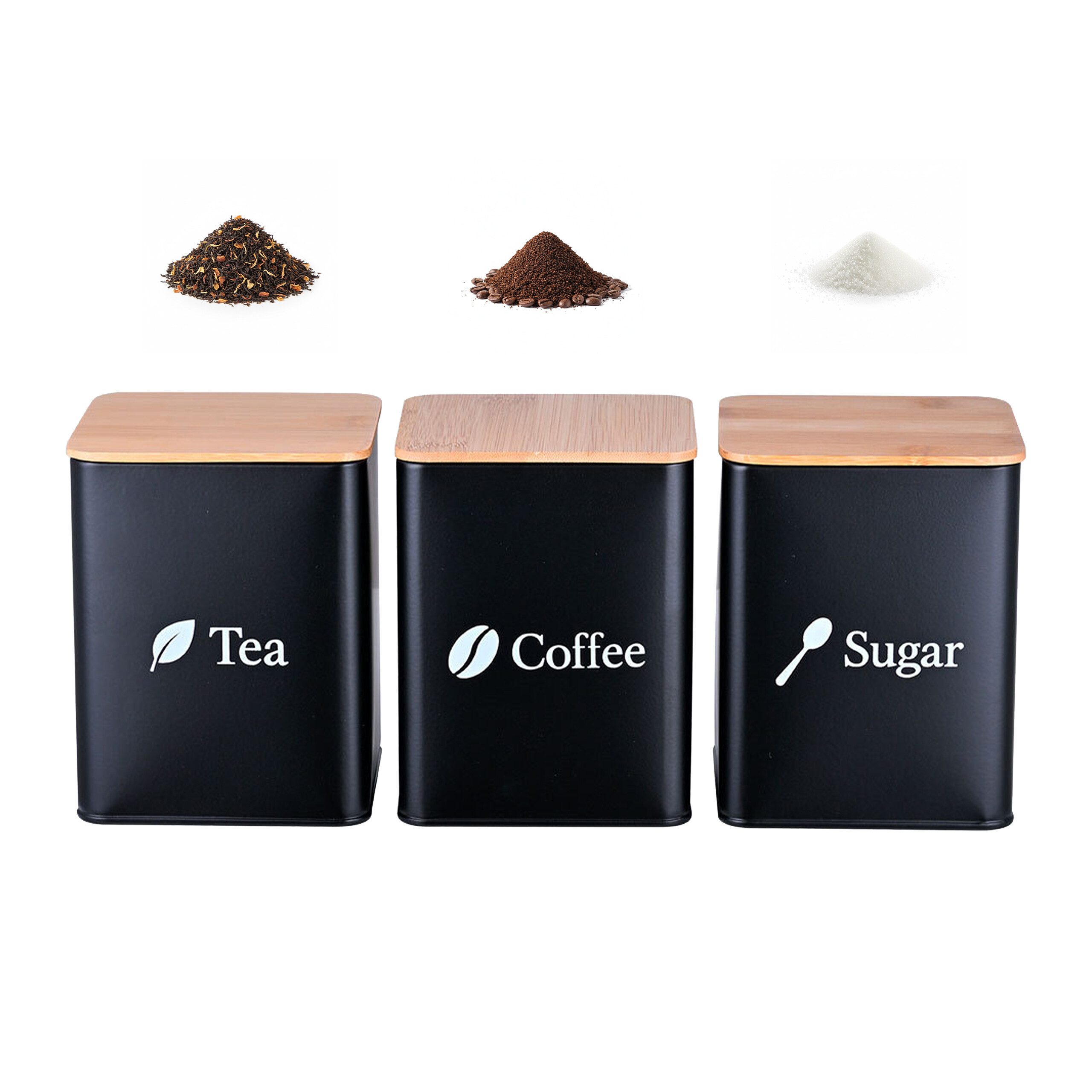 relaxdays Vorratsdose 3er Set Kaffee Tee Zucker, Stahl, (3-tlg)