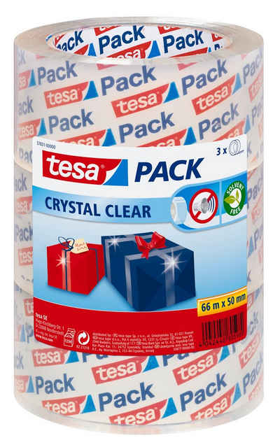 tesa Klebeband tesapack Packband (Spar-Set, 3-St., 3 Rollen tesapack® crystal clear, 66 m x 50 mm) transparent - je 66 m : 50 mm