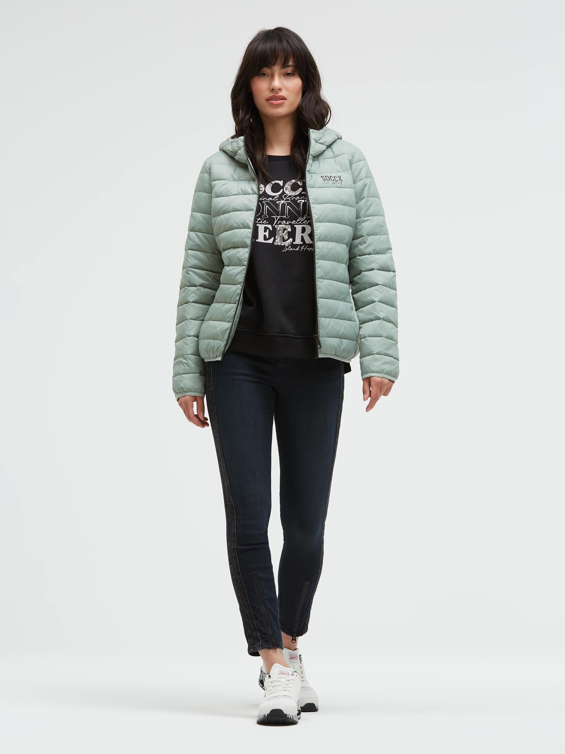 SOCCX Outdoorjacke mit elastischem Saumabschluss