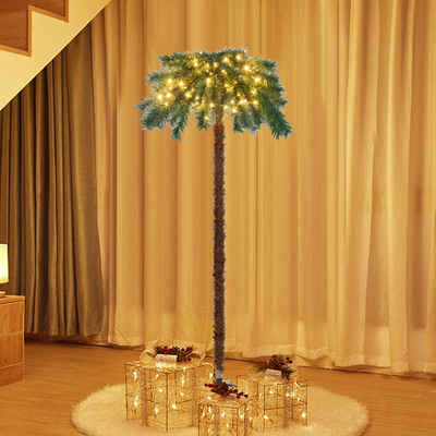 Kunstpalme, COSTWAY, Höhe 150 cm, mit 63 Spitzen, 150 LEDs, Metallständer