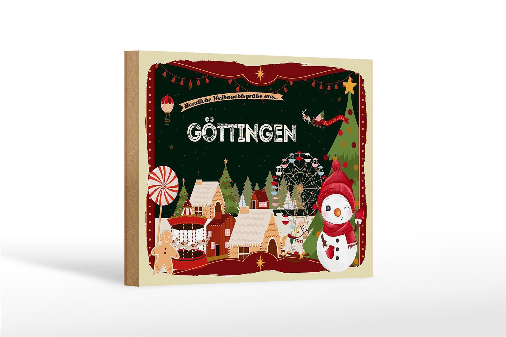 Femer GmbH Holzbild Weihnachten Grüße GÖTTINGEN 18x12 cm, Feste und Feiertage (1 St), Glatte Holzfaserplatte (MDF), vorn beschichtet