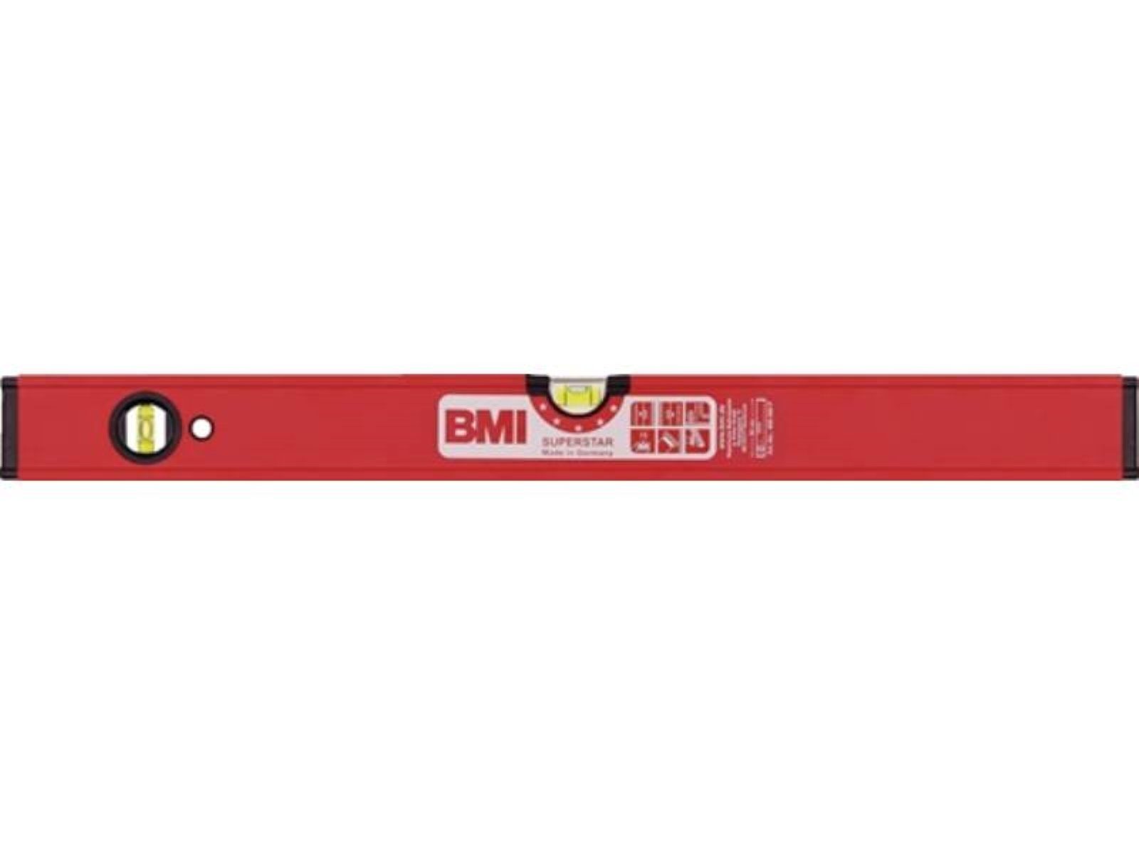 BMI Magnet Wasserwaage SUPERSTAR 120cm BMI aus Alumi mm/m ± Alu.rot 0,5 m.Magnet