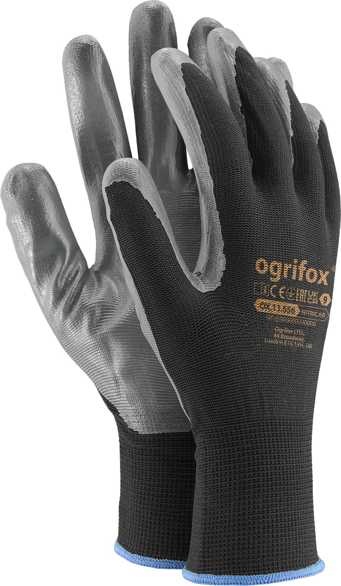 Arbeitshandschuh-Set 12 Paar Schutzhandschuhe Ogrifox OX-Nitricar BS Nitricar, schwarz-grau