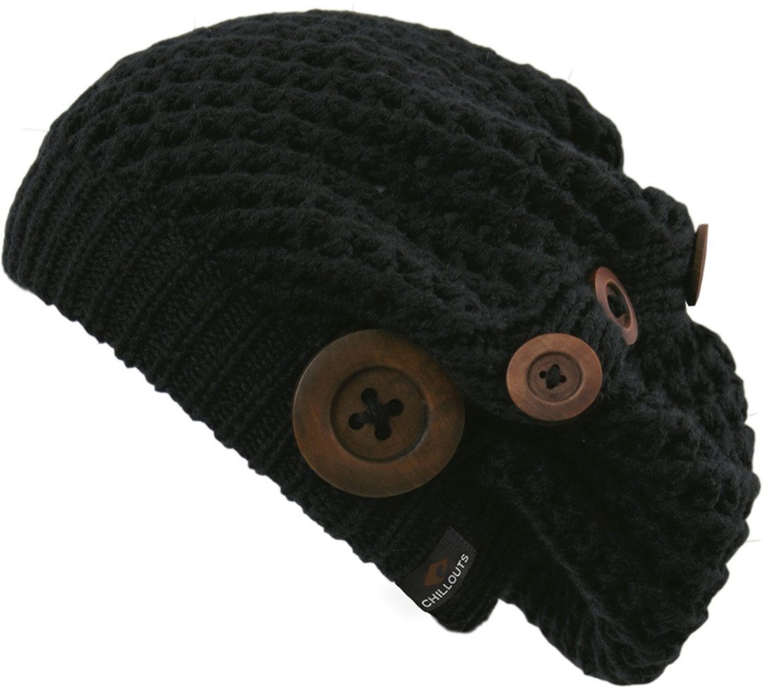 chillouts Beanie Nelly Hat mit modernem Strickmuster und Zierknöpfen