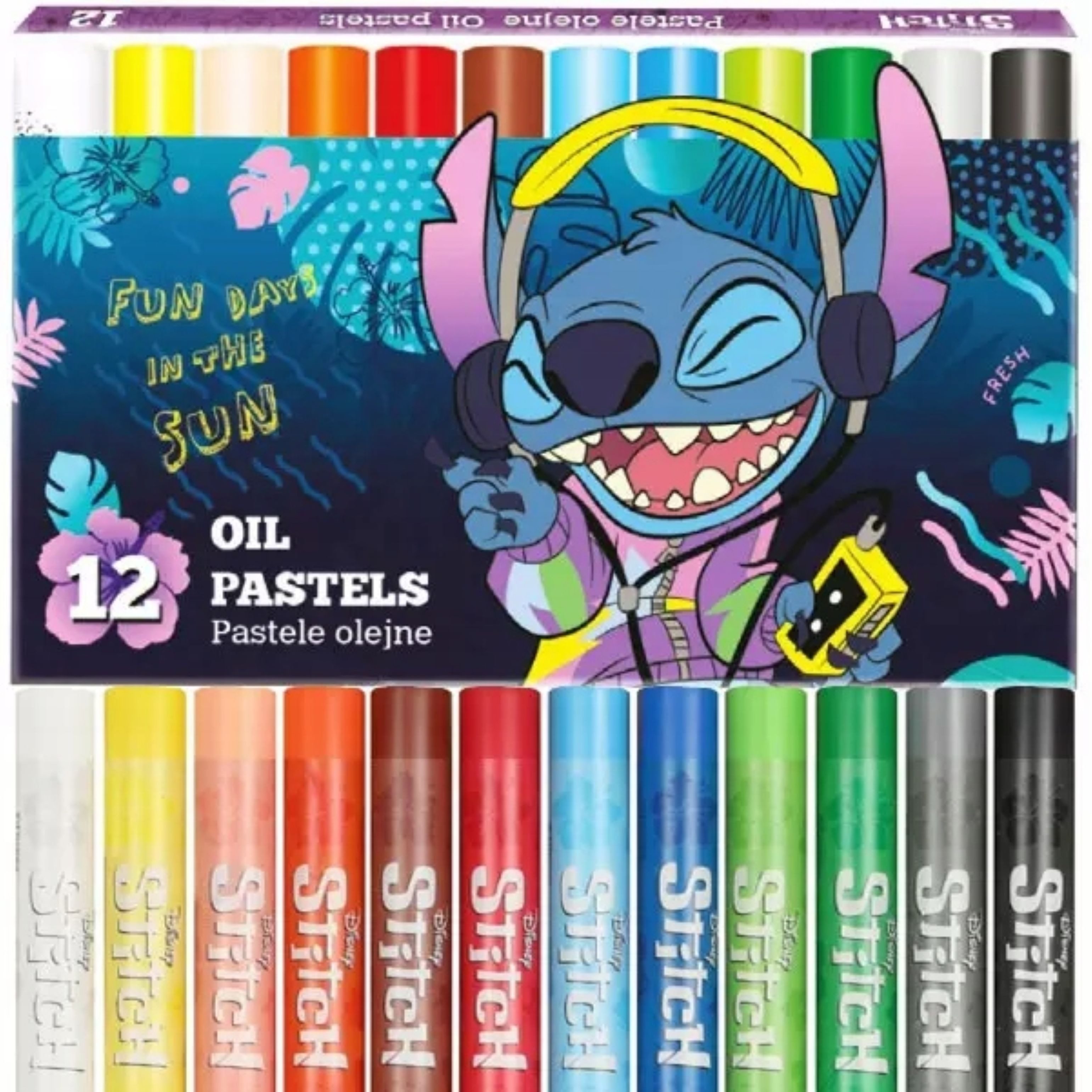 Stitch Buntstift Ölpastelle Coolpack Stitch – 12 intensive Farben für Kinderkunst!, (12-tlg)