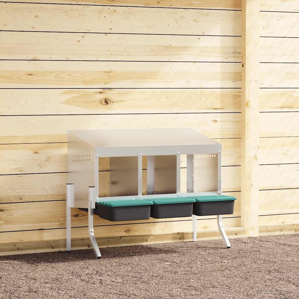 vidaXL Hühnerstall 835 x 50 x 6368 cm Hühner-Nistkasten 3 Fächer mit Beinen Verzinkter St