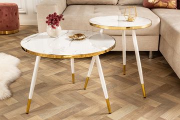 riess-ambiente Couchtisch PARIS Ø60cm weiß / gold (Einzelartikel, 1-St), Wohnzimmer · Acrylglas · Metall-Beine · rund · Marmor-Design