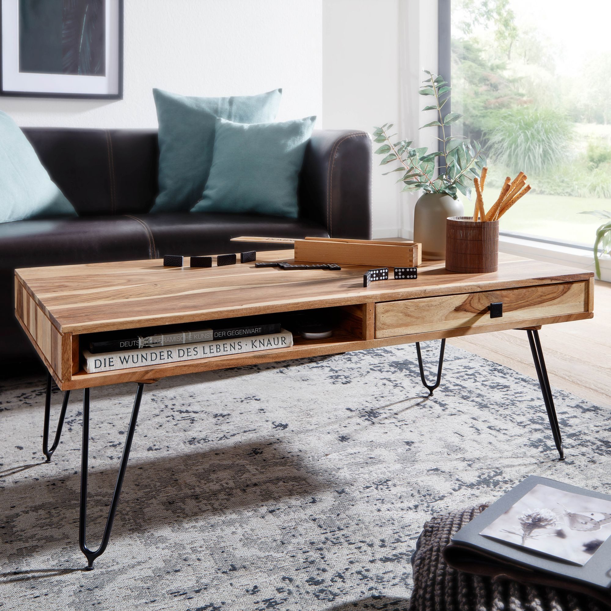FINEBUY Couchtisch SuVa2465_1 (Akazie Massivholz 110x60x40 günstig online kaufen