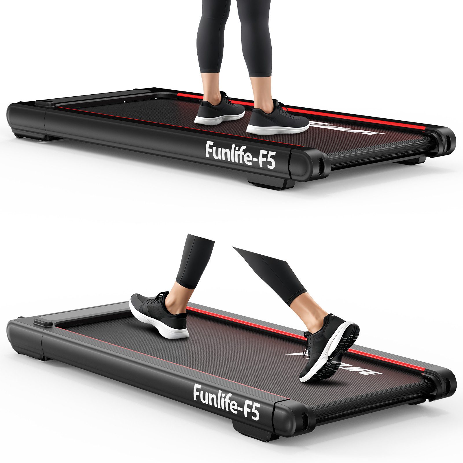 FunLife Laufband 2-in-1 Walking Pad mit Vibrationstraining (Einzelgerät, Bewegung & Entspannung), Homeoffice geeignet · extra leise · 4 Vibrationsstufen