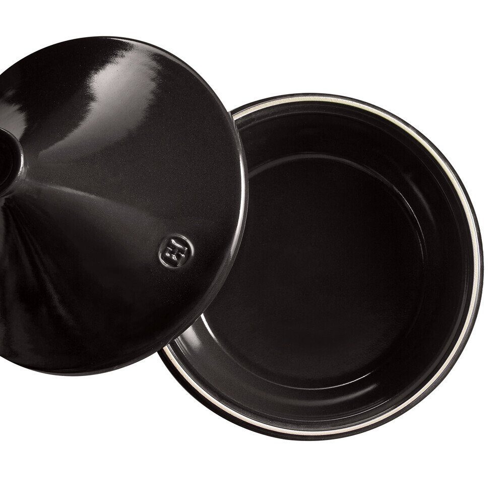 Emile Henry Dampfgartopf Tajine 32 cm Fusain, Keramik, 3,5l, Made in France, Keramik, mikrow.- & spülm.sicher, schwarz