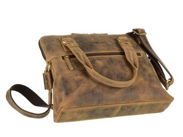 Greenburry Umhängetasche "Vintage" Leder, Schultertasche, Handtasche, antikbraun, Tragegriffe, Schultergurt