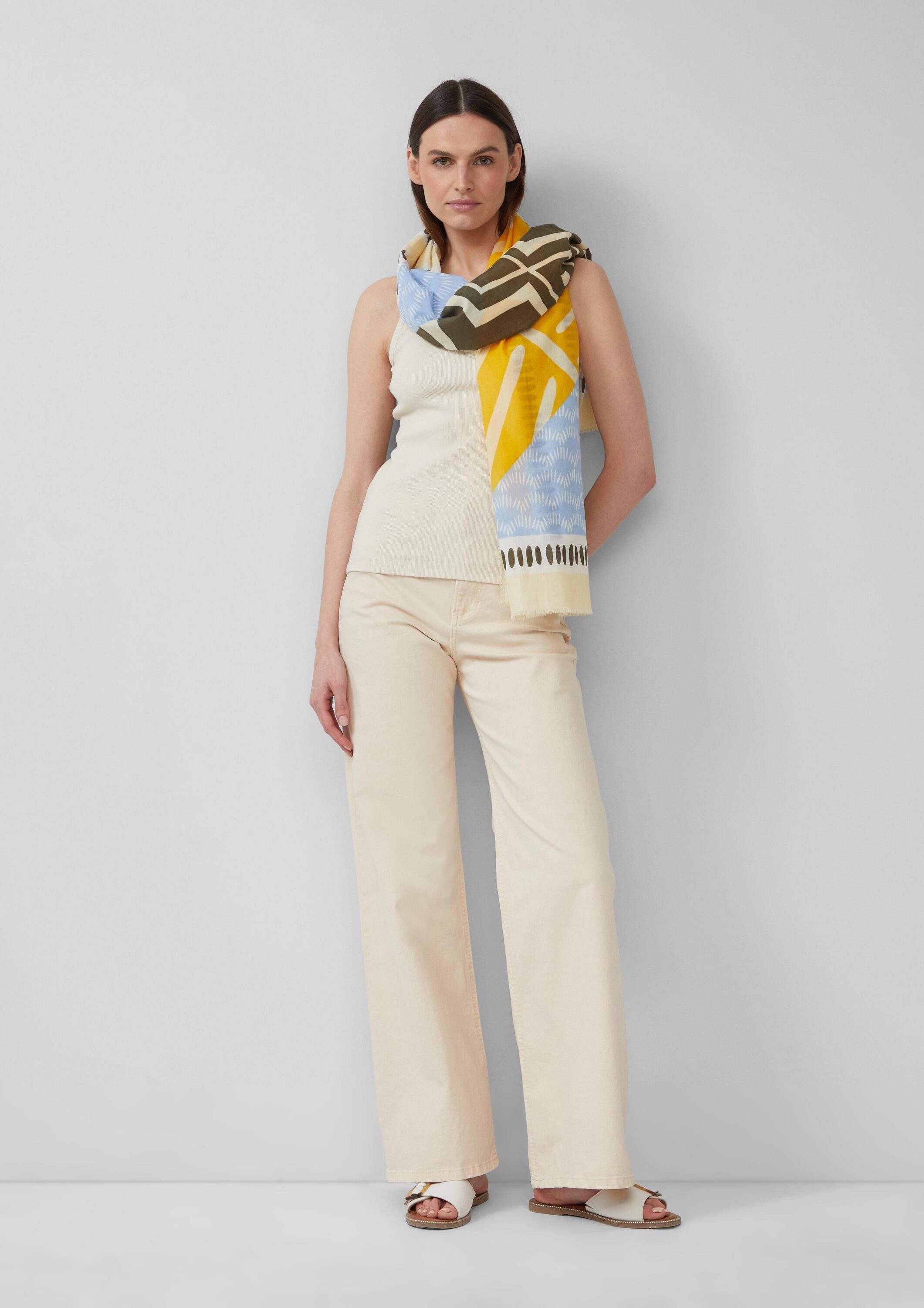 s.Oliver Schal Tuch, Tuch mit All-over-Print und Fransen