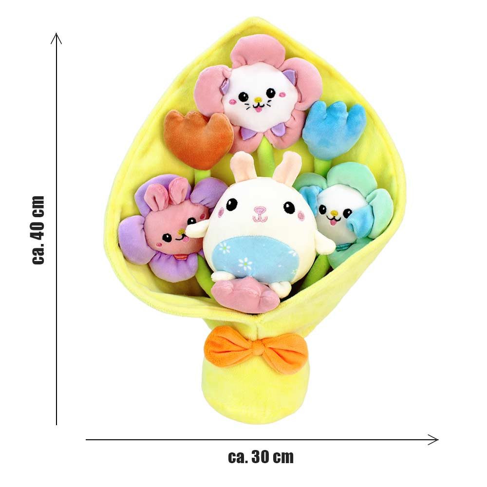 PMS Kuscheltier Plüsch Blumenstrauß mit Blumen und Hase - ca. 40 cm (1-St)