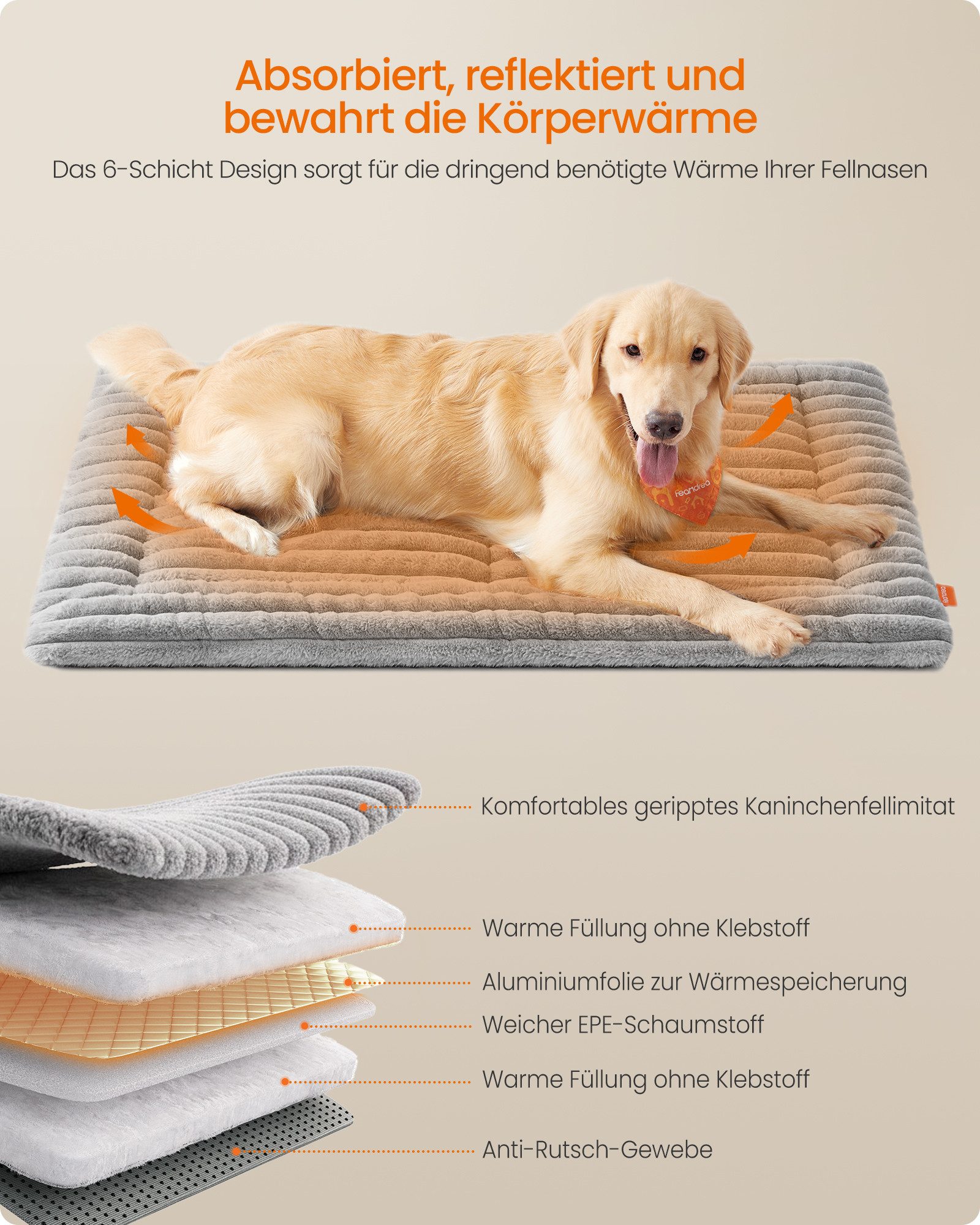 FEANDREA Tierdecke Hundedecke, Haustierdecke für Hunde, Katzen, Hundesofa, taubengrau, XL, 105 x 70 cm, maschinenwaschbar, Hundesofa-Schutzdecke