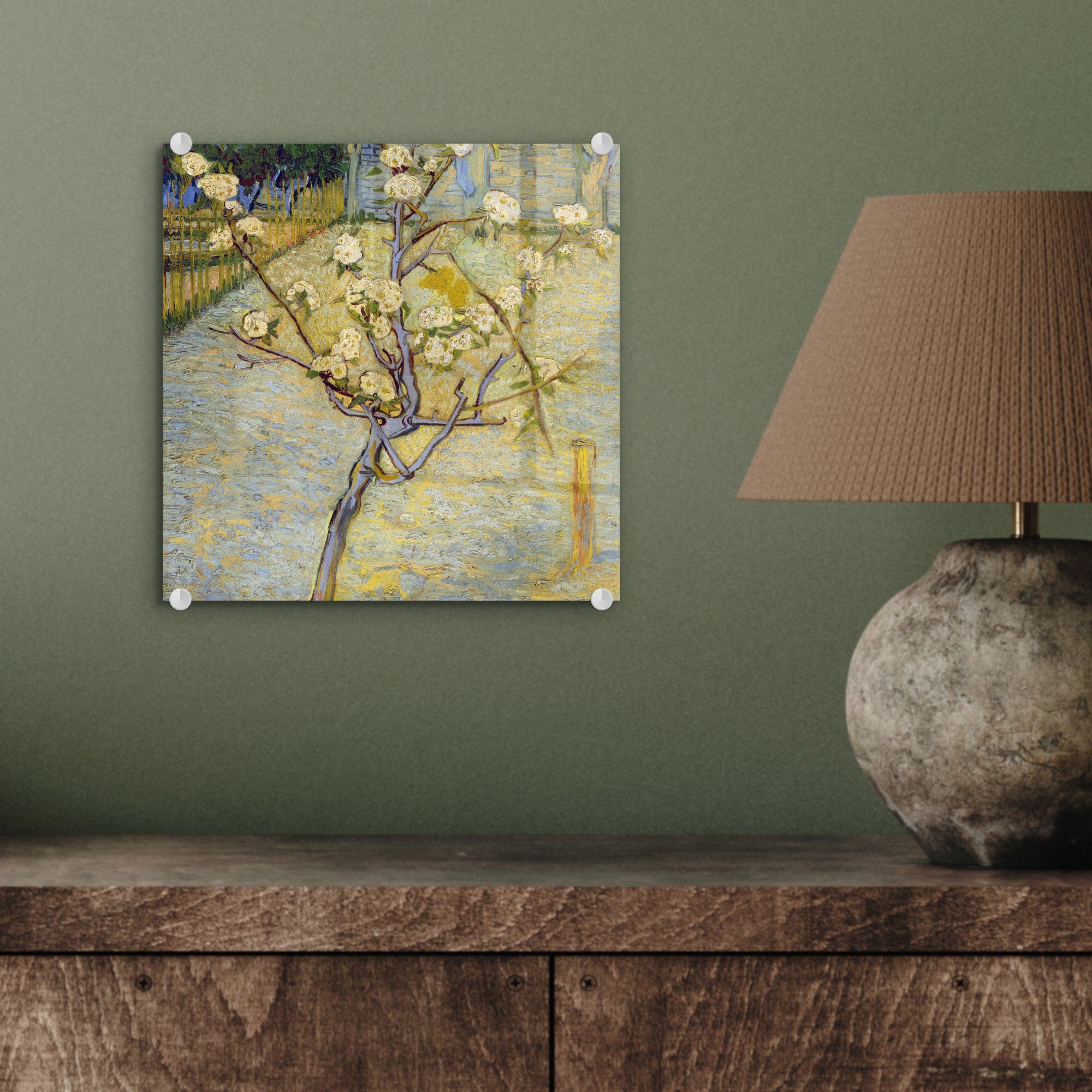 MuchoWow Acrylglasbild Blühender Birnbaum - (1 van - Glasbilder Gogh, Glas St), von auf Vincent Wanddekoration Glas - Foto Wandbild auf Gemälde - Bilder