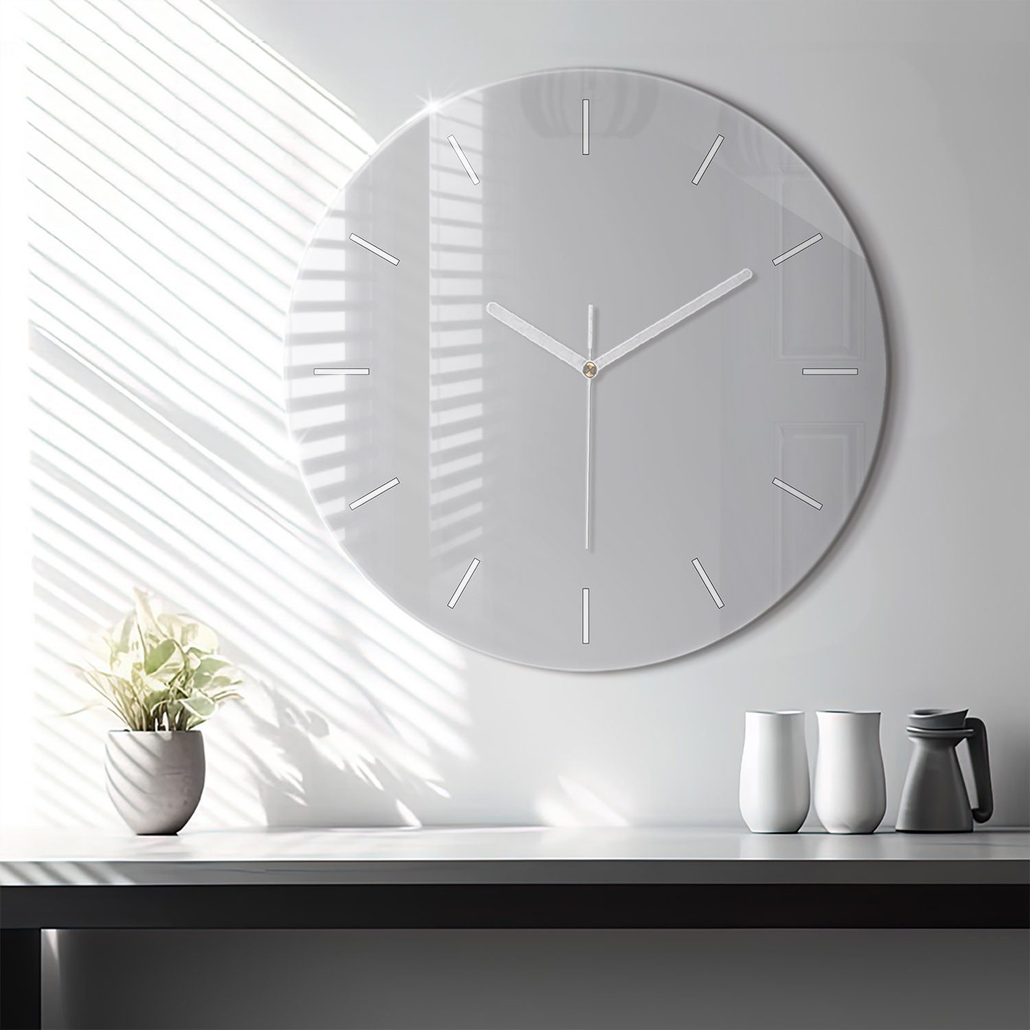 Tulup Wanduhr Glasrunde Uhr Moderne Glaswanduhr 60cm Uhr aus Gehärtetem Glas