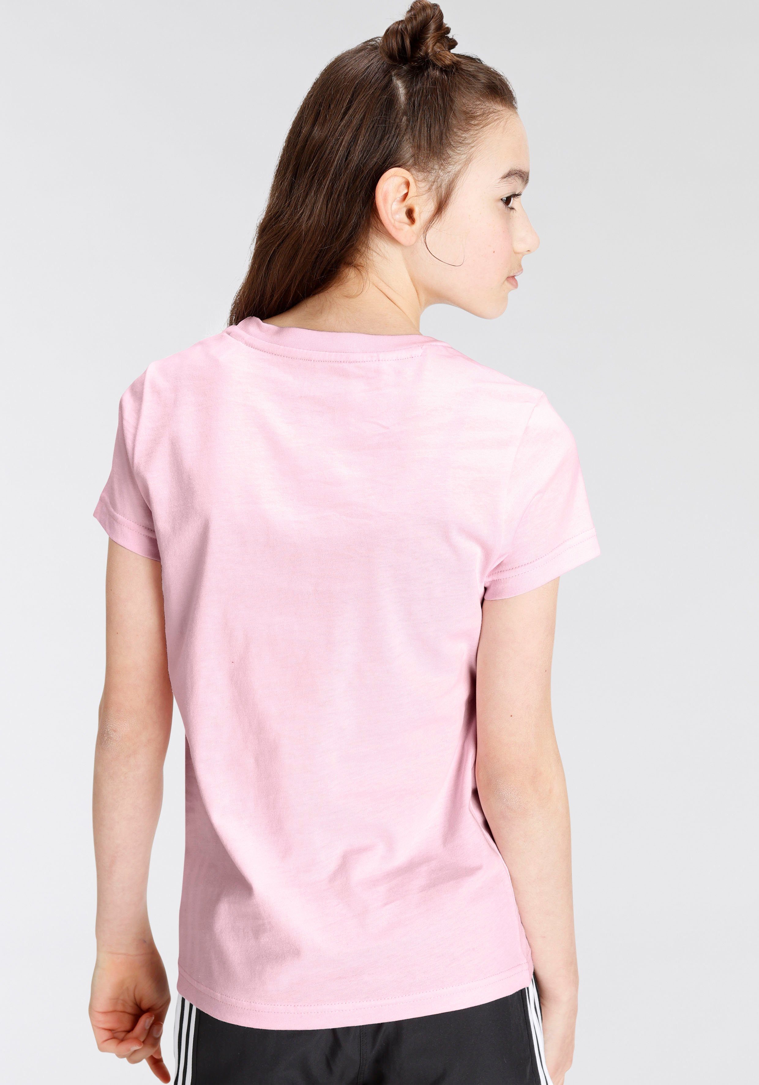 LOGO Clear Pink BIG adidas T-Shirt / Sportswear ESSENTIALS White COTTON