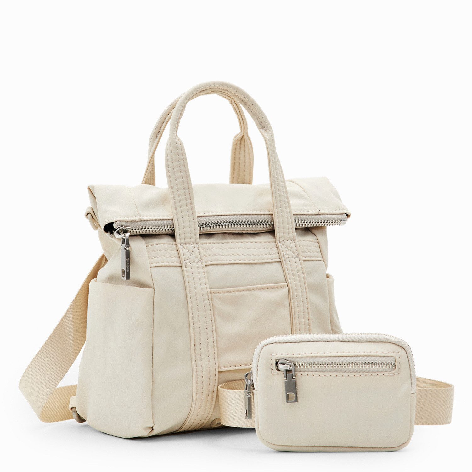 Desigual Umhängetasche Desigual Damentasche/Rucksack 2in1 Voyager Micro blanco roto (1, 1-tlg., 1)
