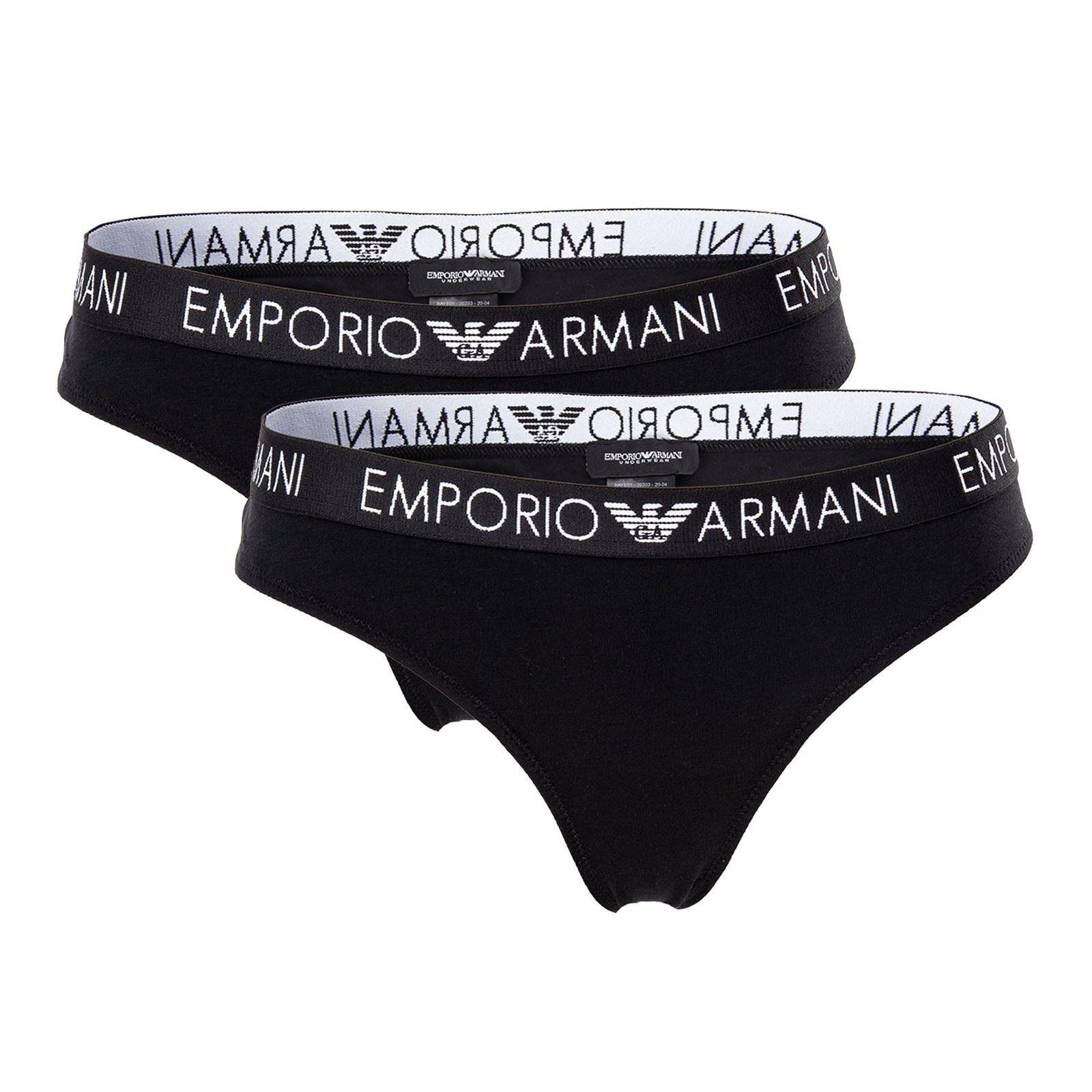 Emporio Armani Slip Damen Brazilian Briefs 2er Pack - Slips, Stretch Schwarz