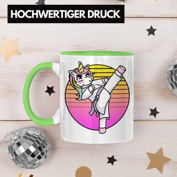 Trendation Tasse Karate-Tasse Geschenk Kampfsport-Fans Jiu Jitsu Geschenkidee Einhorn L