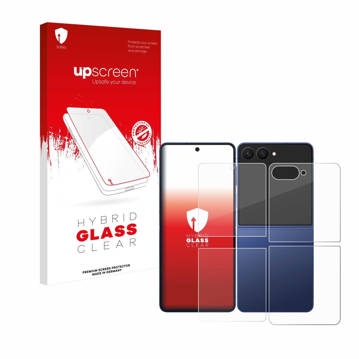upscreen Displayschutzglas Folie für Samsung Galaxy Z Flip 7 (Display+Rückseite), Schutzfolie Glas Panzer Display Schutz klar