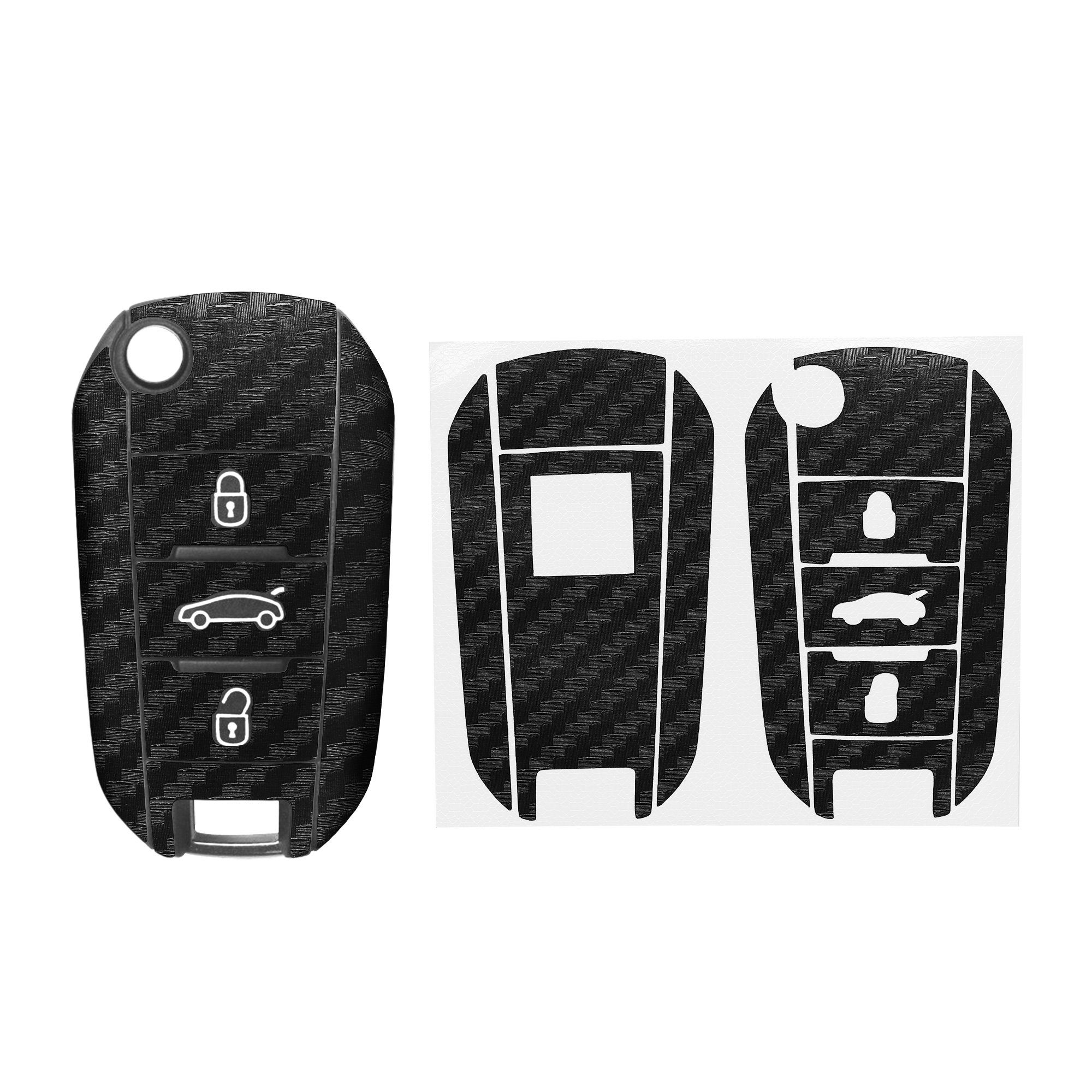 Schlüsseltasche kwmobile 2x Schlüsselfolie kompatibel mit Peugeot 308 / 408 / 508 /