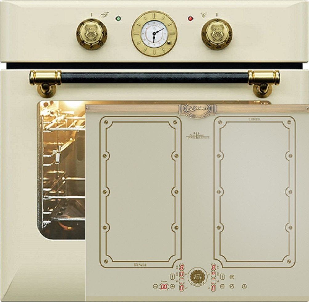 Kaiser Küchengeräte Backofen-Set Herd Set Autark Retro Einbaubackofen 68L Drehspieß Selbstreinigung Pizzafunktion 60 cm mit Induktionskochfeld 60 cm FREE ZONE mit 2 FLEX Induktions-Zonen EH 6432 ElfBE Eco+KCT 6192 FI ElfEm.., mit 1-fach-Teleskopauszug