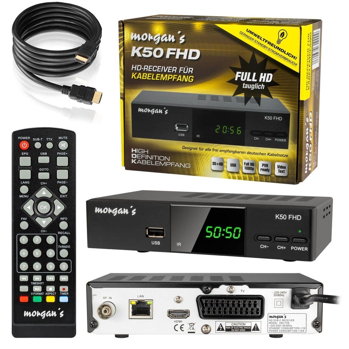 MORGAN morgan´s K50 Full HD DVB-C Kabel-Receiver digital für Kabelempfang Kabel-Receiver