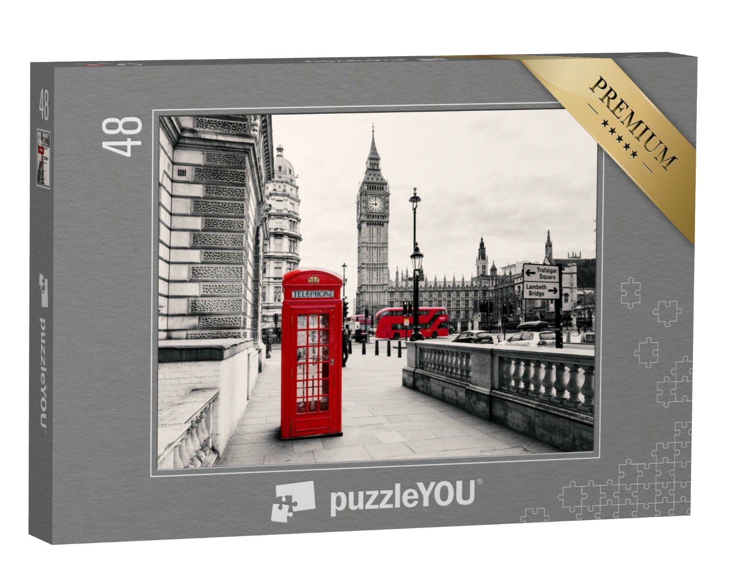 puzzleYOU Puzzle Rote Telefonzelle: Londons Wahrzeichen, England, 48 Puzzleteile, puzzleYOU-Kollektionen London, 500 Teile, 2000 Teile, 1000 Teile