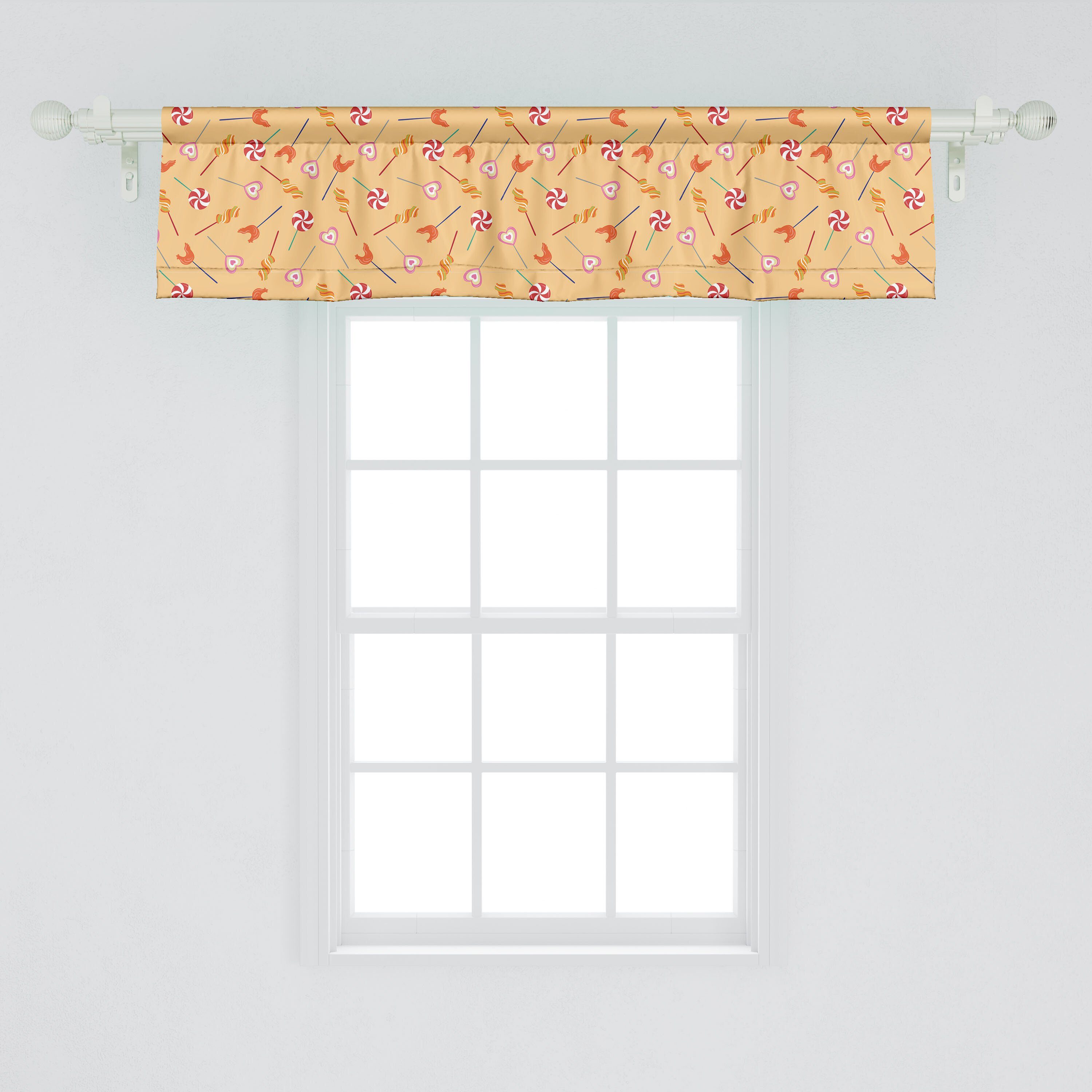 Scheibengardine Vorhang Volant für Kindergarten Lustige Childish mit Lollipops Küche Microfaser, Stangentasche, Abakuhaus, Schlafzimmer Dekor
