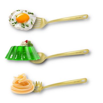 HOOZ Kochbesteck-Set 6-Teiliges Küchenutensilien Set Edelstahl goldfarben (Set, 6-tlg., rostfrei), Suppenkelle, Pfannenwender, Schaum-, Spaghetti-, Servierlöffel