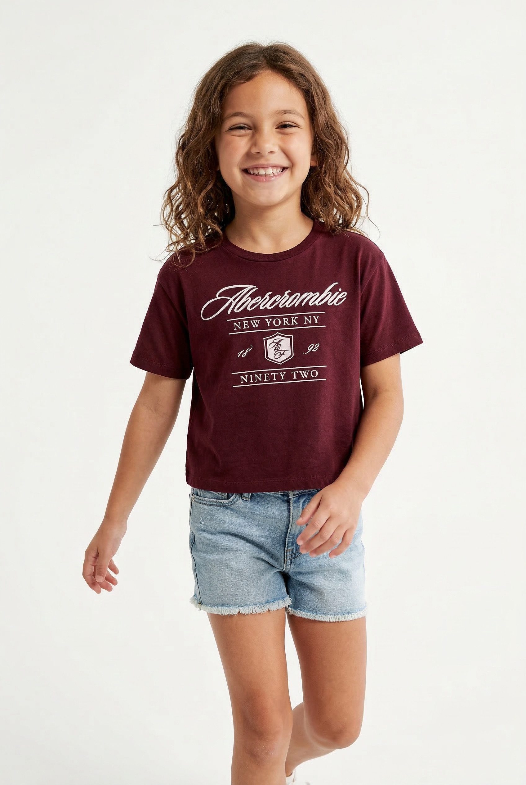 Abercrombie Kids Kurzarmshirt AFG ANF CREST BOXY TEE kurz, mit Logo-Stickerei und Print, for girls