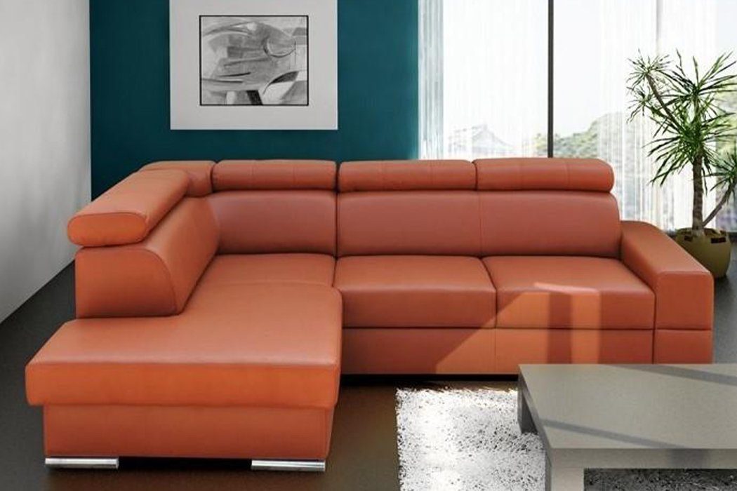 Hochwertiges L-Form Ecksofa, JVmoebel Bett Wohnzimmersofa Orange Ecksofa Funktion