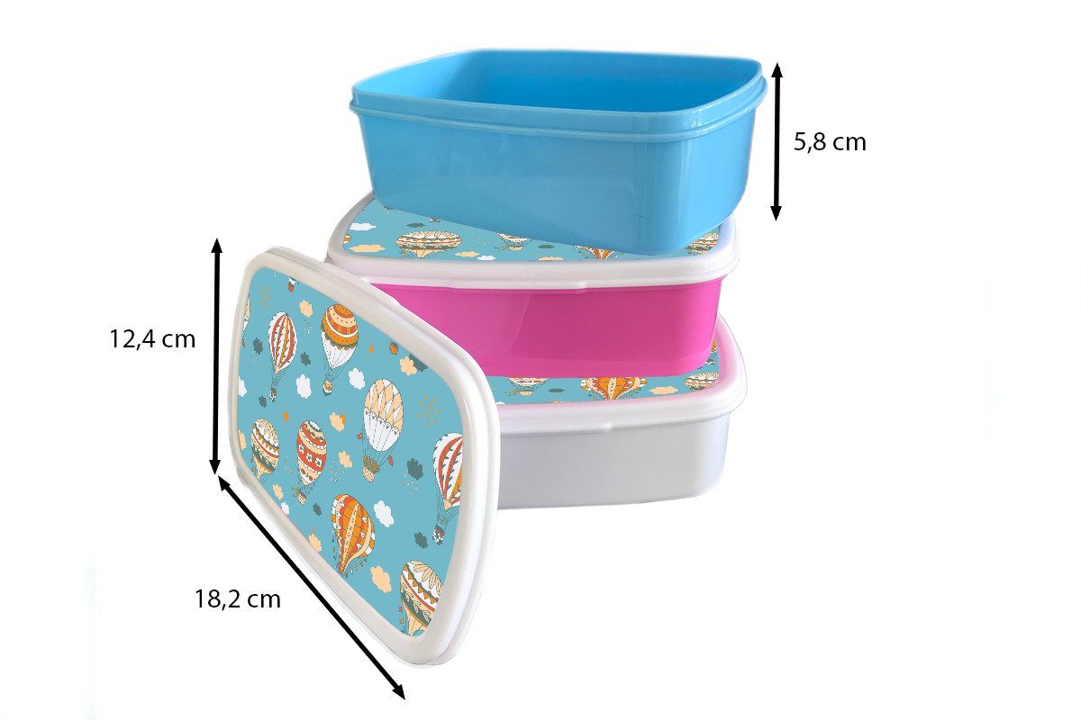 Retro Mädchen, - (2-tlg), Kunststoff, rosa Kunststoff Snackbox, - Brotdose - Lunchbox Kinder für Design, - MuchoWow Kinder, Luftballon Brotbox Erwachsene, Pastell