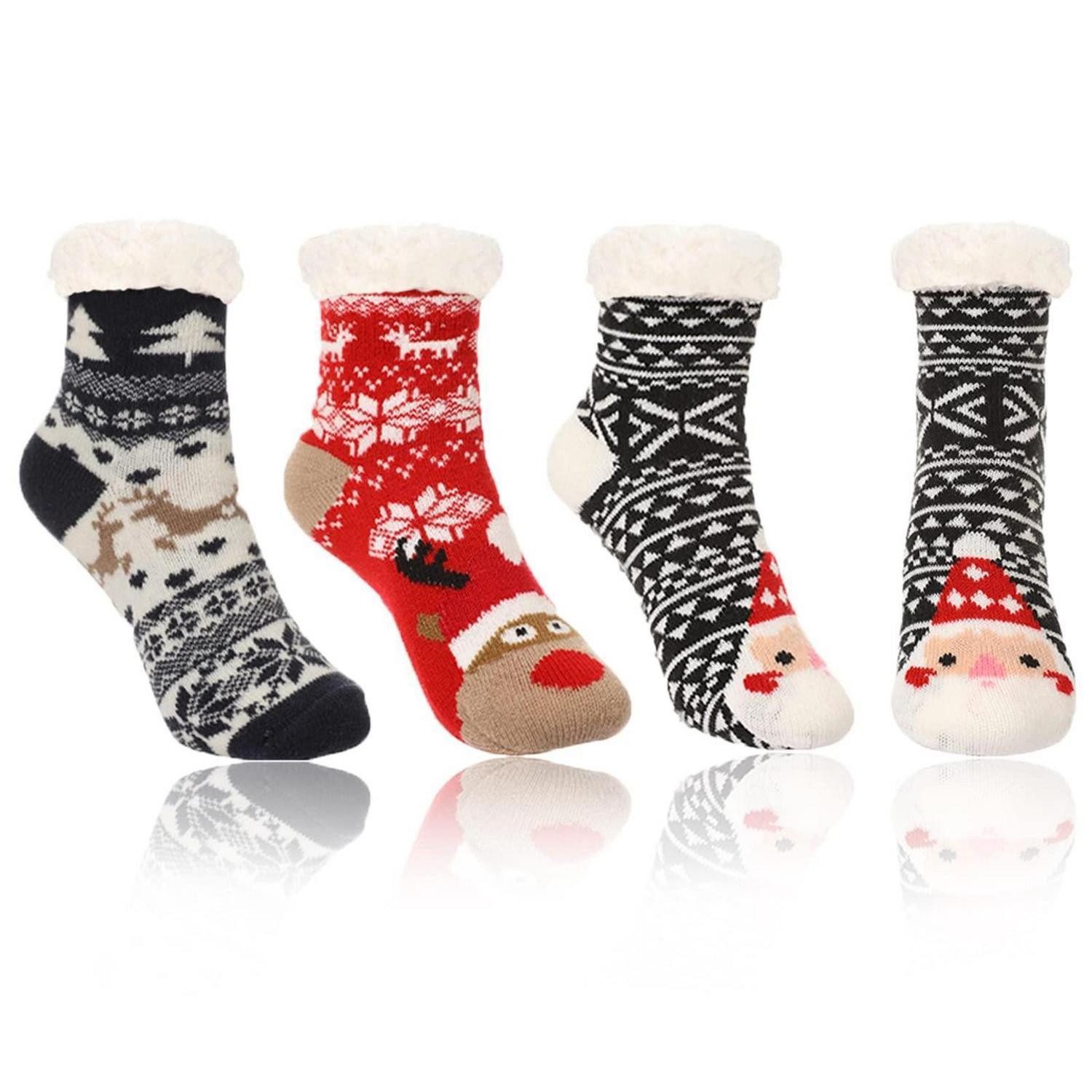 LuxusKollektion Haussocken Kindersocken Winter Flauschig 3er-Set