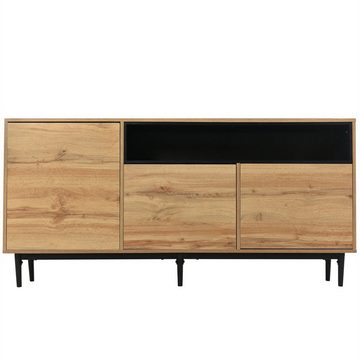 XDeer TV-Schrank Moderner TV-Schrank(160 x 35 x 76 cm)mit drei Türen und Regalen aus Holz,einfach Montage,platzsparend Design,robust,zuverlässig