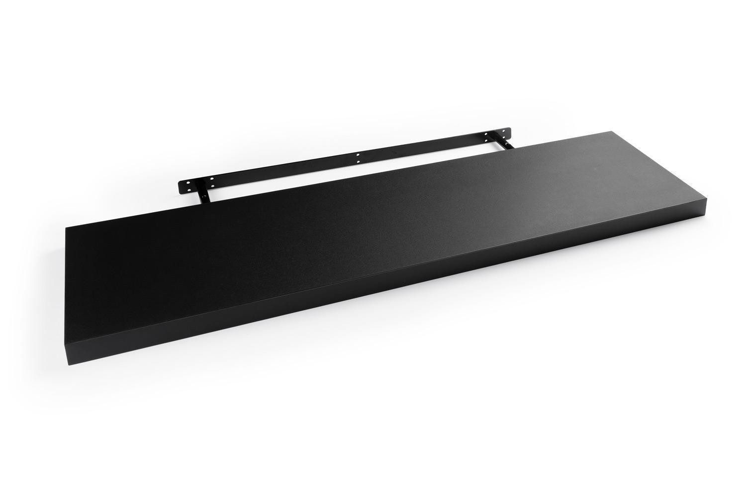 Home4You Wandboard MIKI, B 100 x H 23,5 cm, Schwarz matt, MDF, PVC, 1-tlg., 1 Ablagefläche