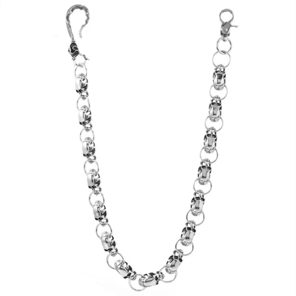 Ware aus aller Welt Hosenkette Einreihig mit Totenköpfen und Karabiner – Ge günstig online kaufen