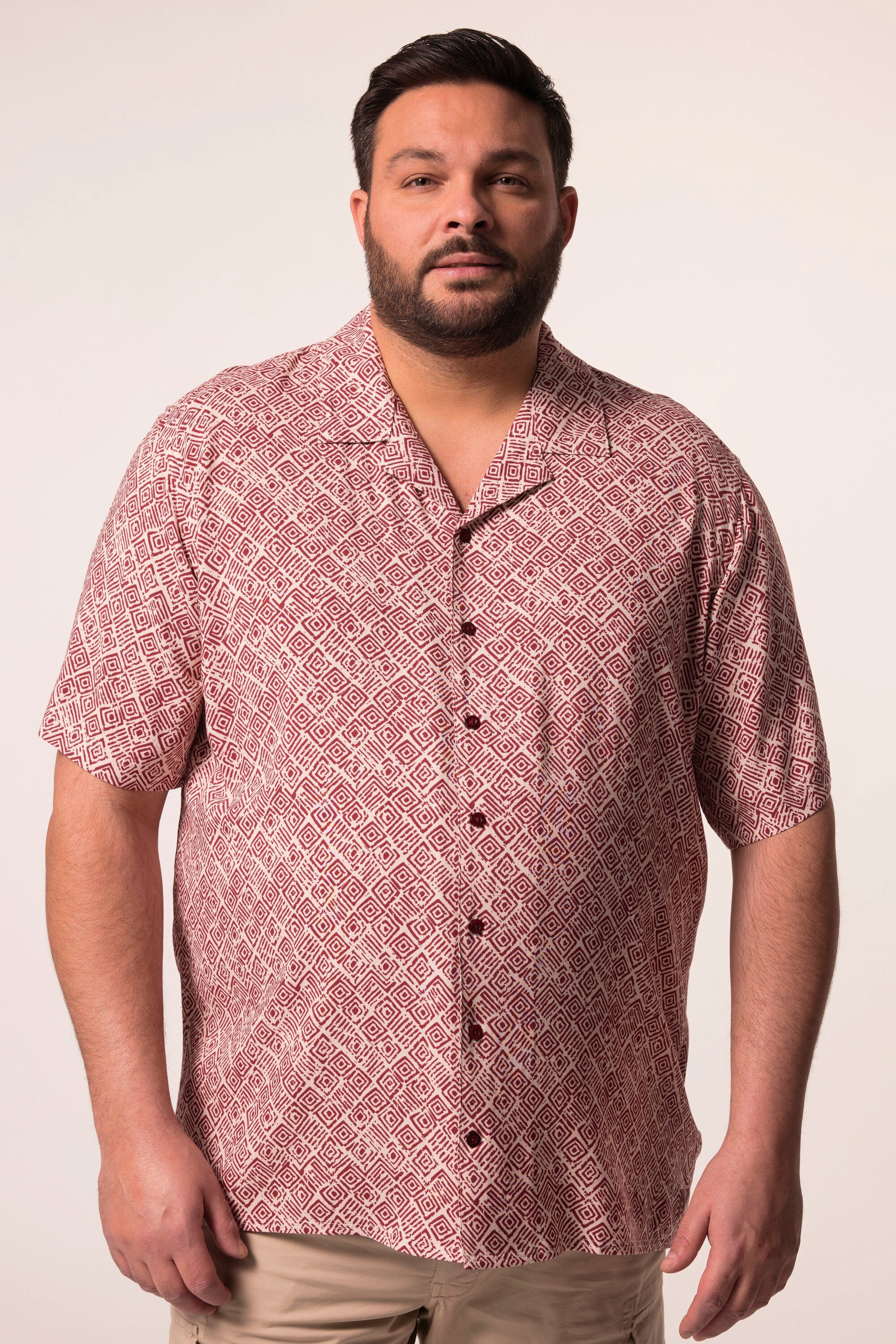 Kurzarmhemd Viskose-Hemd Halbarm Cubakragen Cuba Fit