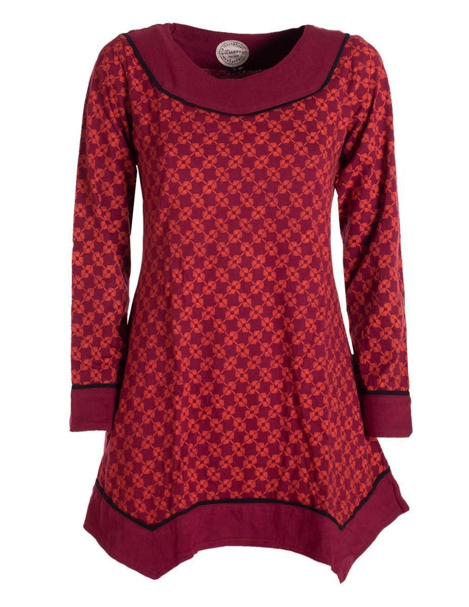 Vishes Tunikakleid Langarm Damen Tunika Shirt-Kleid Ethno Zipfel-Bluse Blus günstig online kaufen