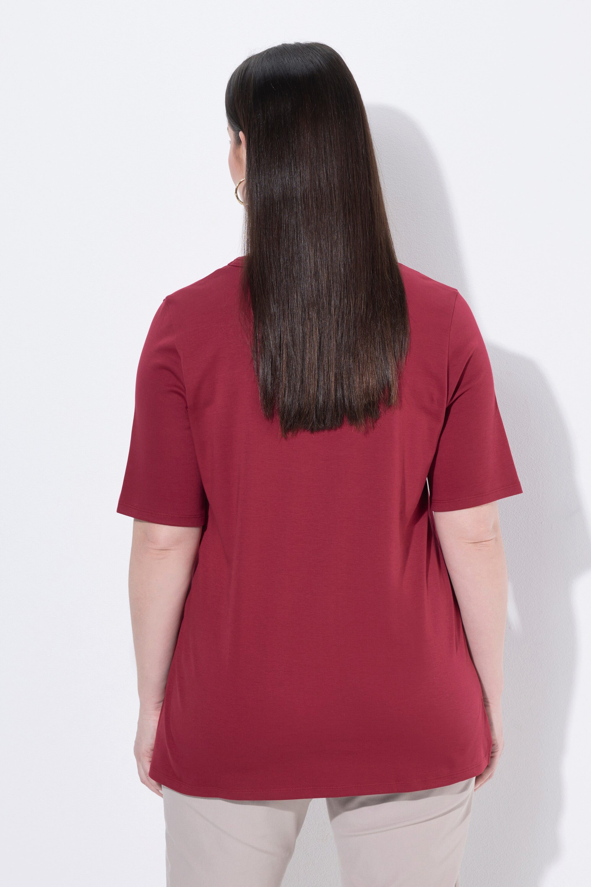 Ulla Popken T-Shirt T-Shirt Herz A-Linie Rundhals Halbarm Pima Cotton